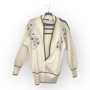 Vintage Luxury Le Jolly Angora Cardigan Bohemian Retro 80s Glam Statement M